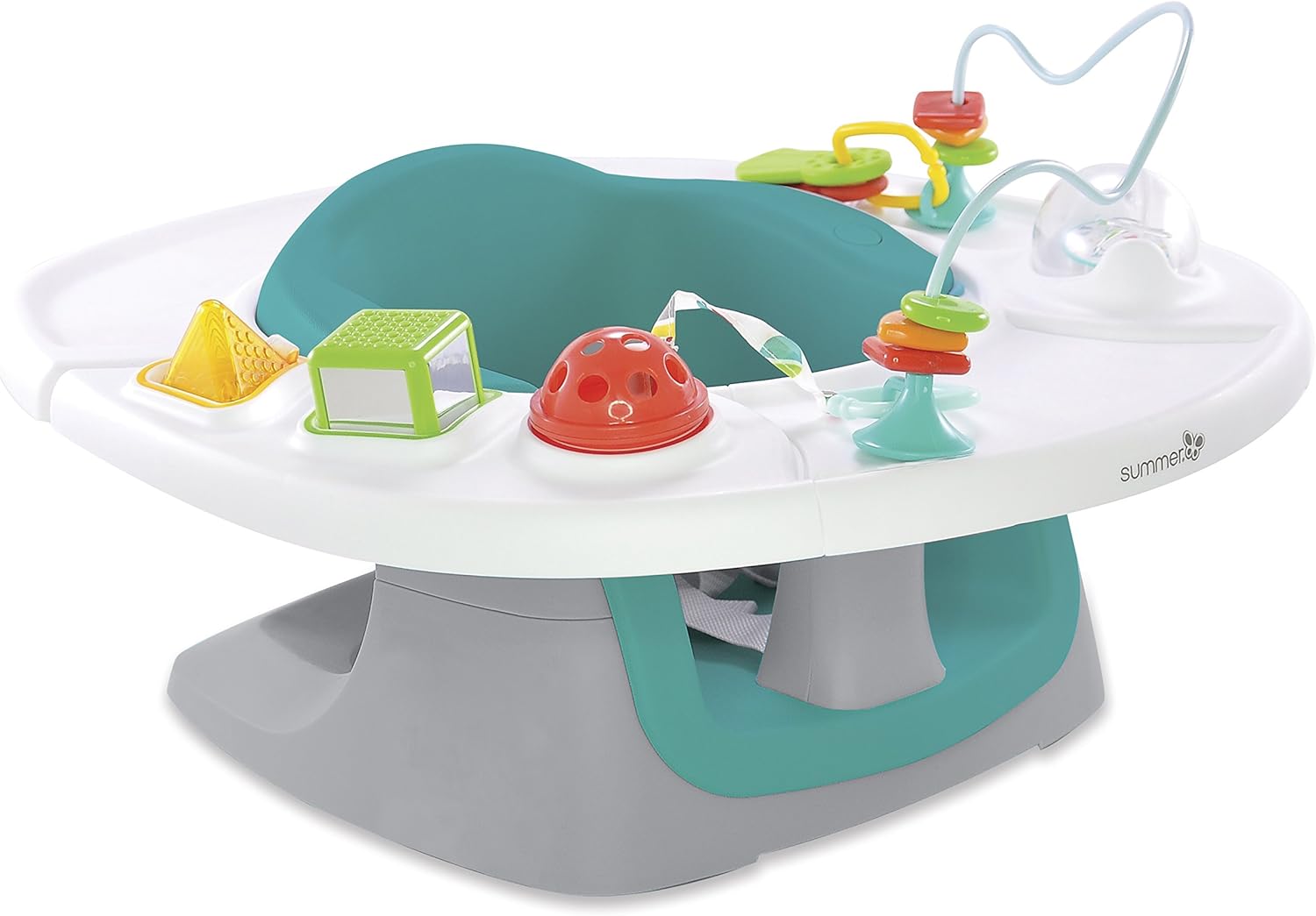 Summer Infant 4-in-1 Super Seat with detachable toys and teal cushioned seat