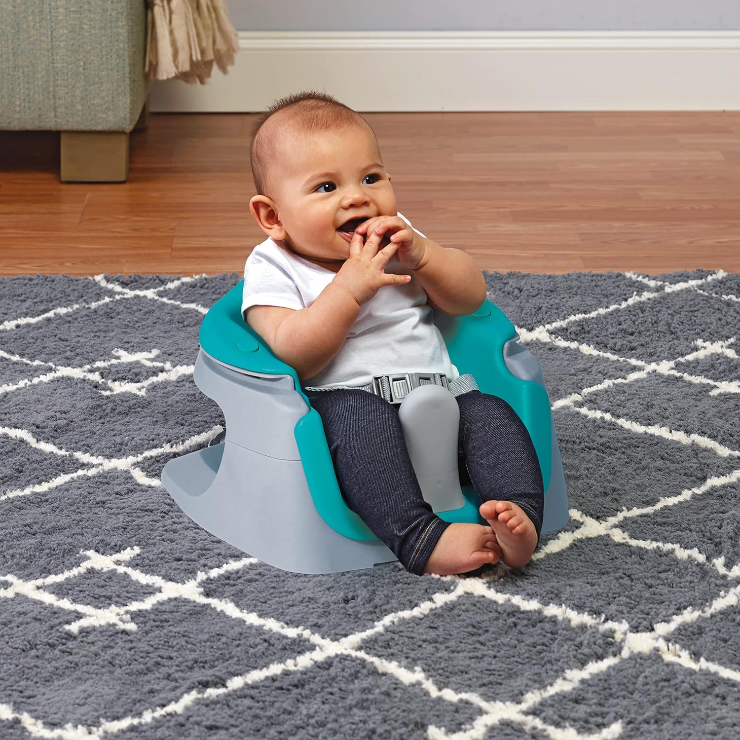 Summer Infant 4-in-1 SuperSeat turquoise and grey baby floor seat