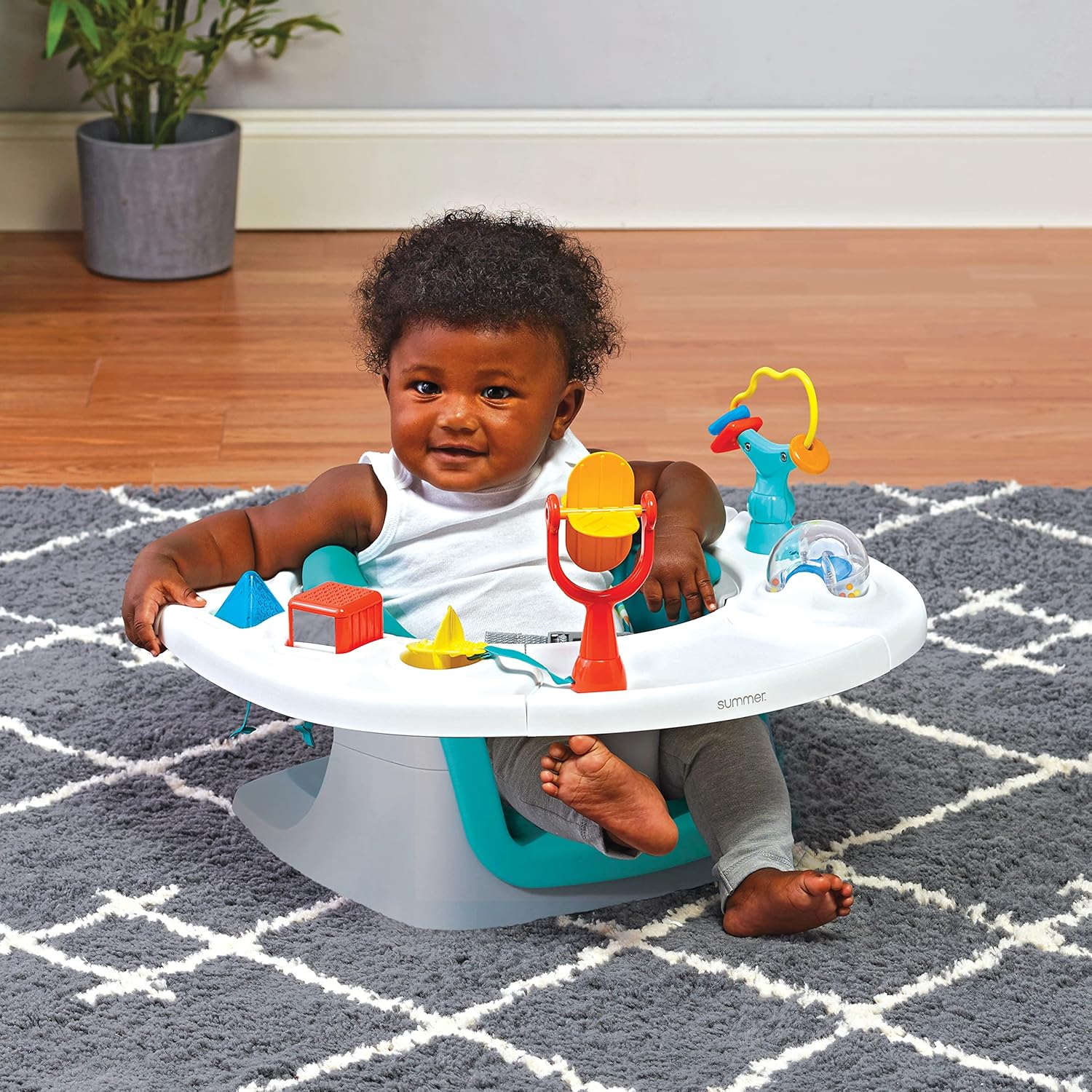 Summer Infant 4-in-1 SuperSeat baby activity seat with coloured toys and tray