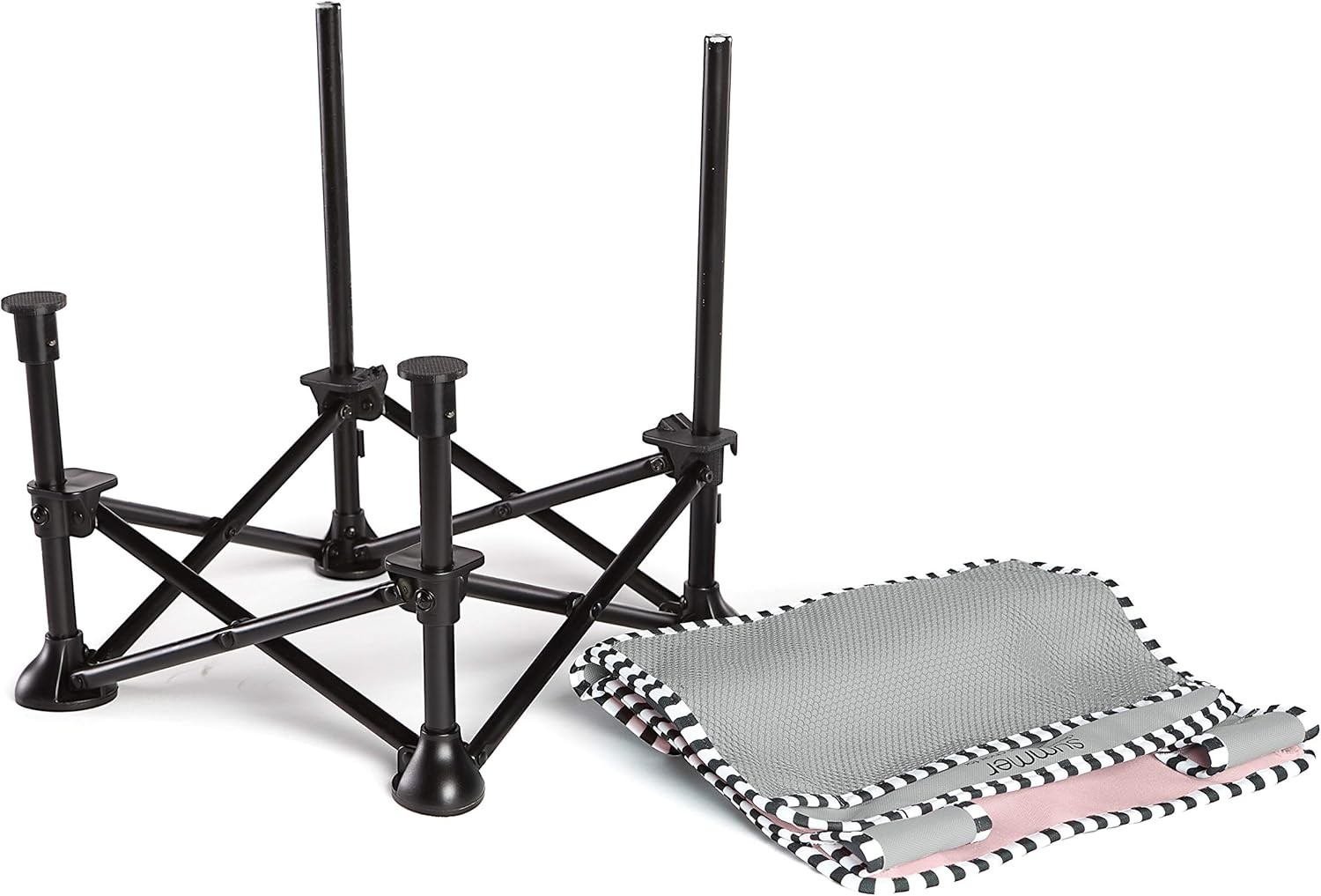 Summer Pop 'n Sit SE booster seat in pink with black frame and play mat