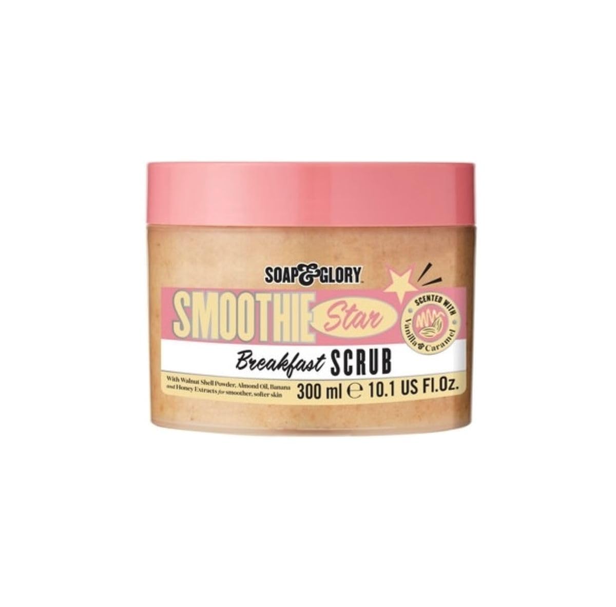 Soap and Glory Smoothie Star Breakfast Scrub 300ml jar with pink lid