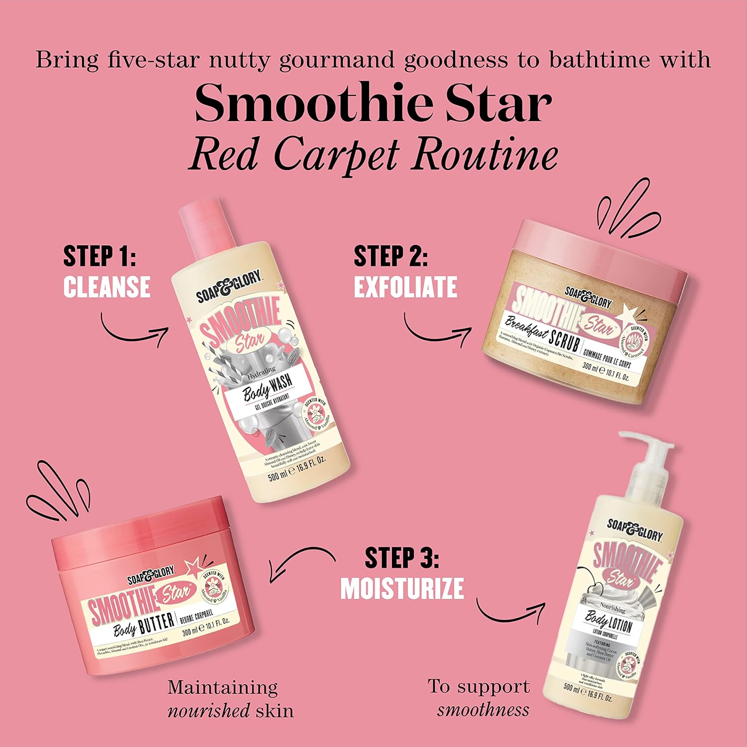 Soap & Glory Smoothie Star Body Butter, pink jar, 300ml moisturiser