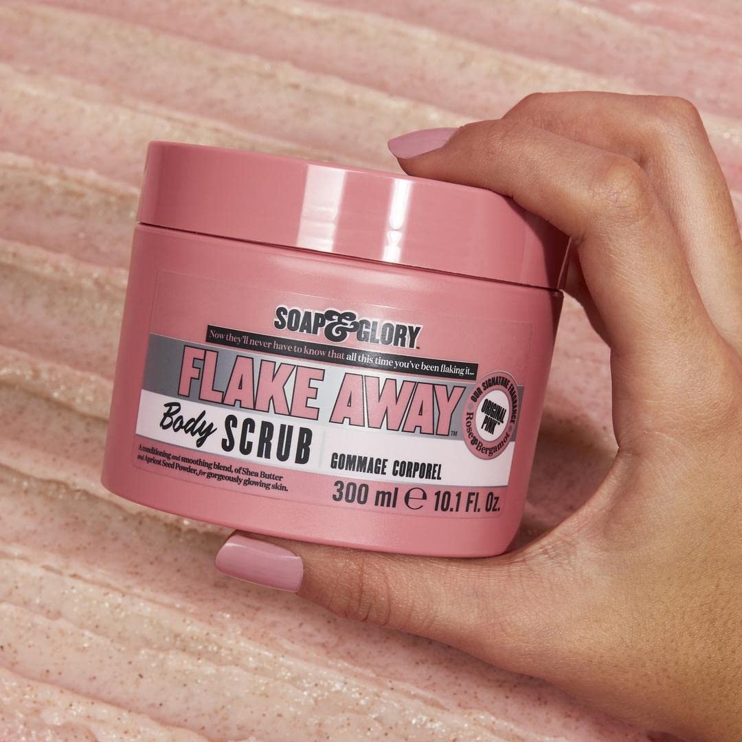 Soap & Glory Flake Away Body Scrub 300ml pink jar
