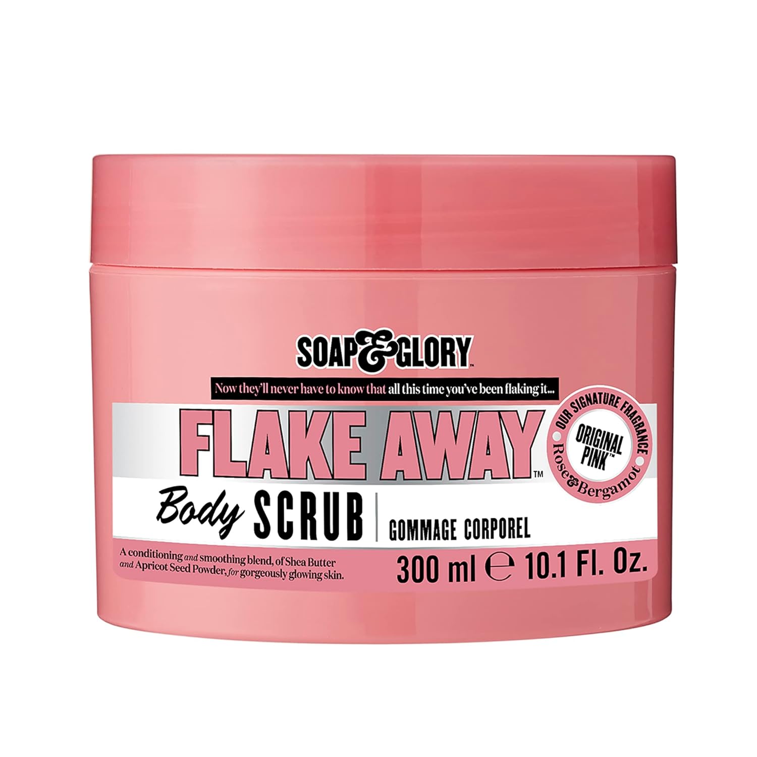 Soap & Glory Flake Away Body Scrub 300ml pink jar