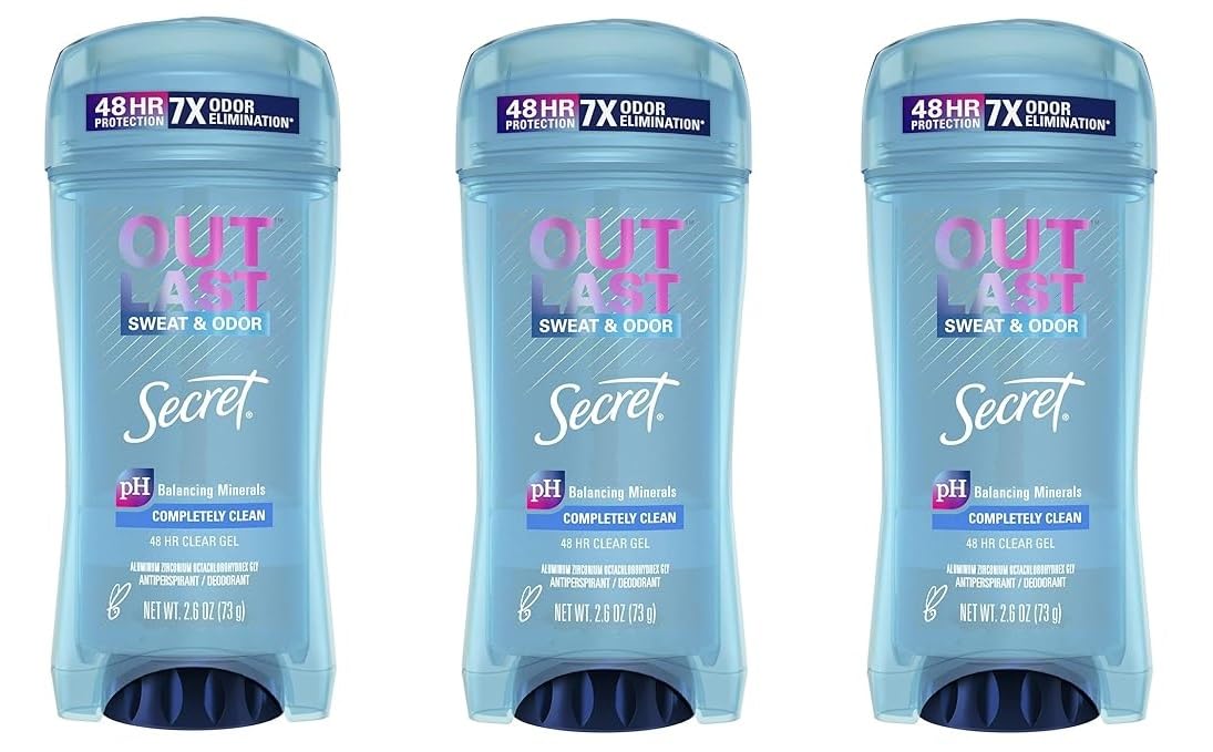 Secret Outlast clear gel antiperspirant deodorant Completely Clean scent 48 hour protection