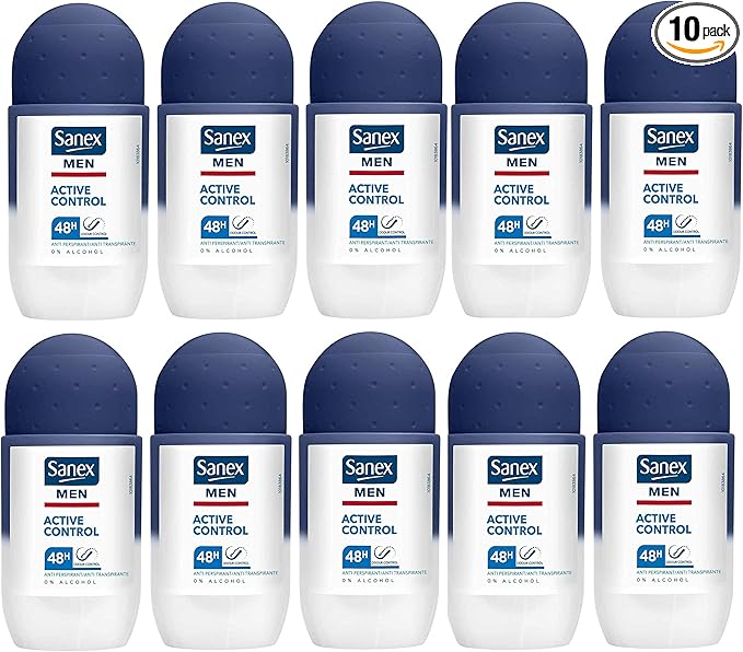 Sanex Men Active Control antiperspirant roll-on deodorant 50ml, ten pack