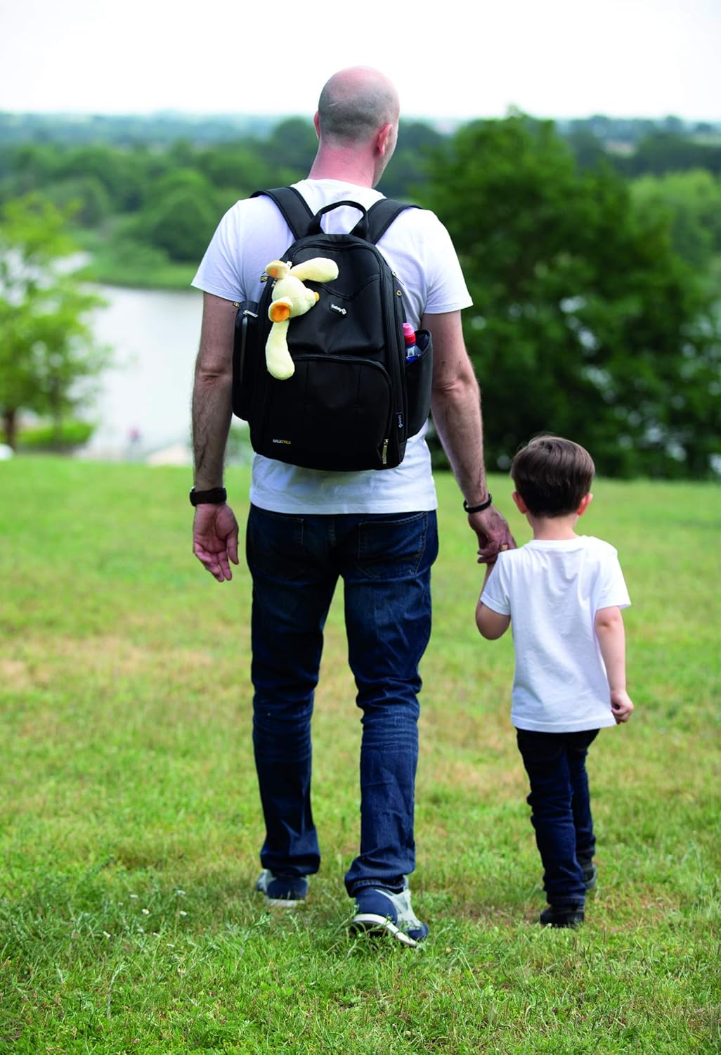 Safety 1st black backpack changer with nappy-changing pad attachment