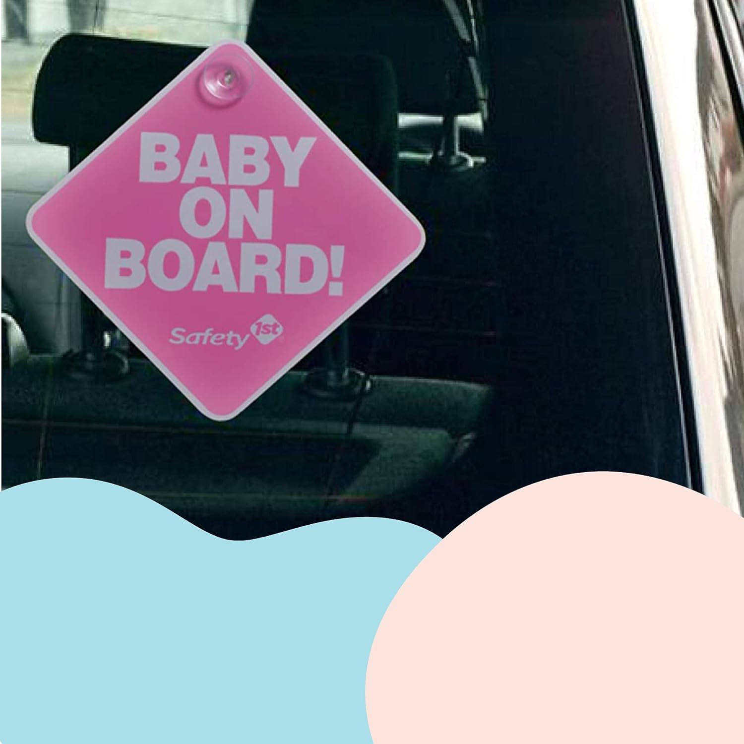 Safety 1st pink Baby on Board car window sign diamond-shaped