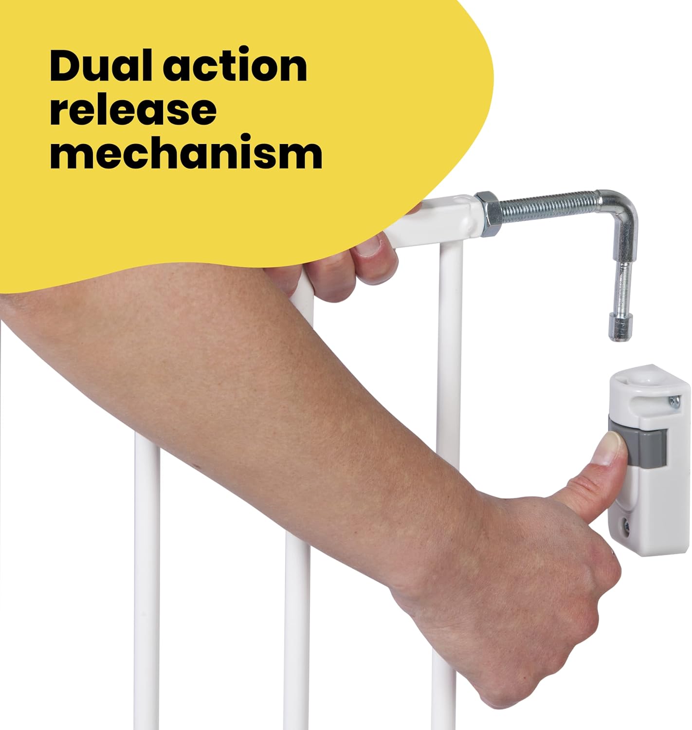 Safety 1st white metal extending wall-fix safety gate with dual release mechanism