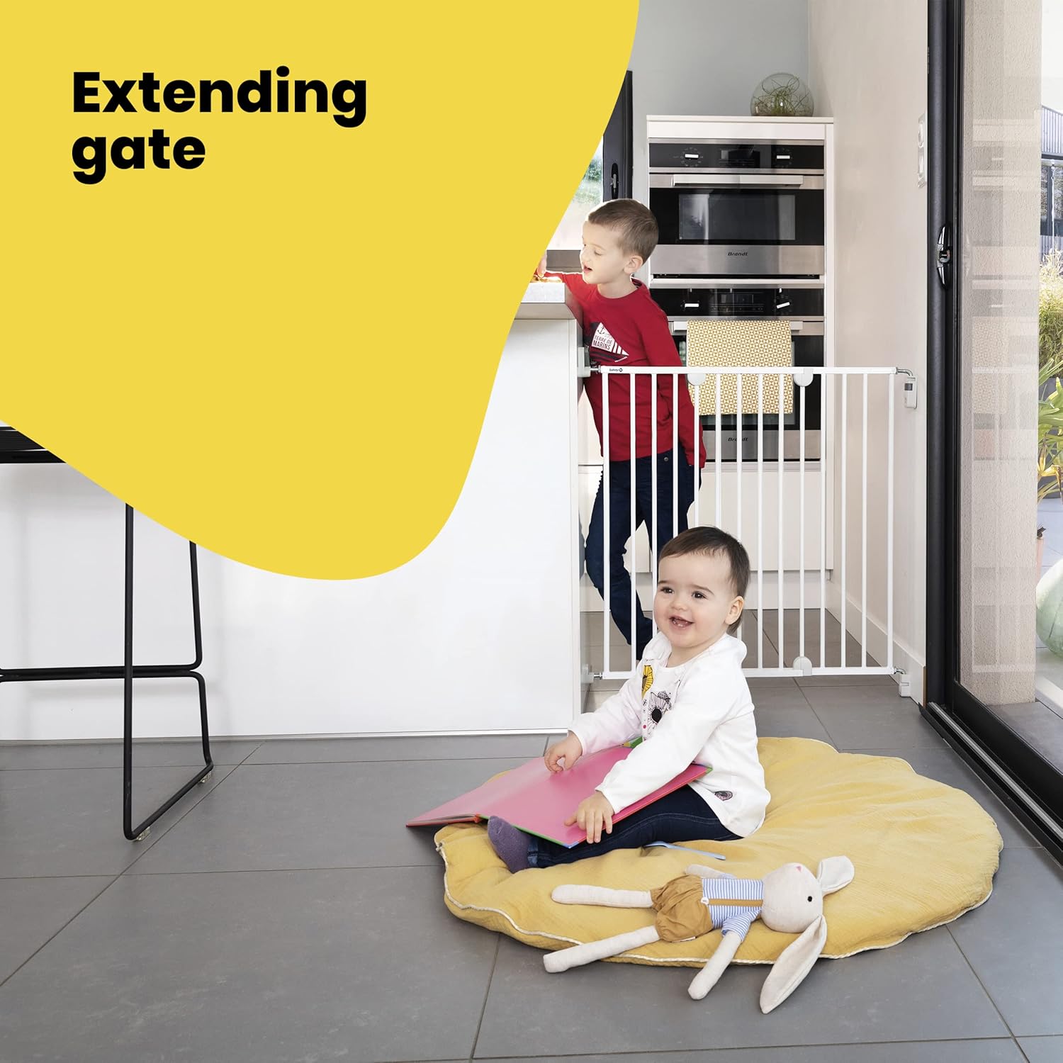 Safety 1st white extending metal wall-mounted safety gate for doorways