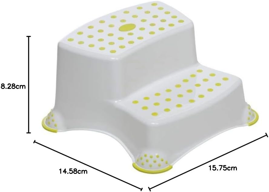Safety 1st white and lime double step stool with non-slip surface
