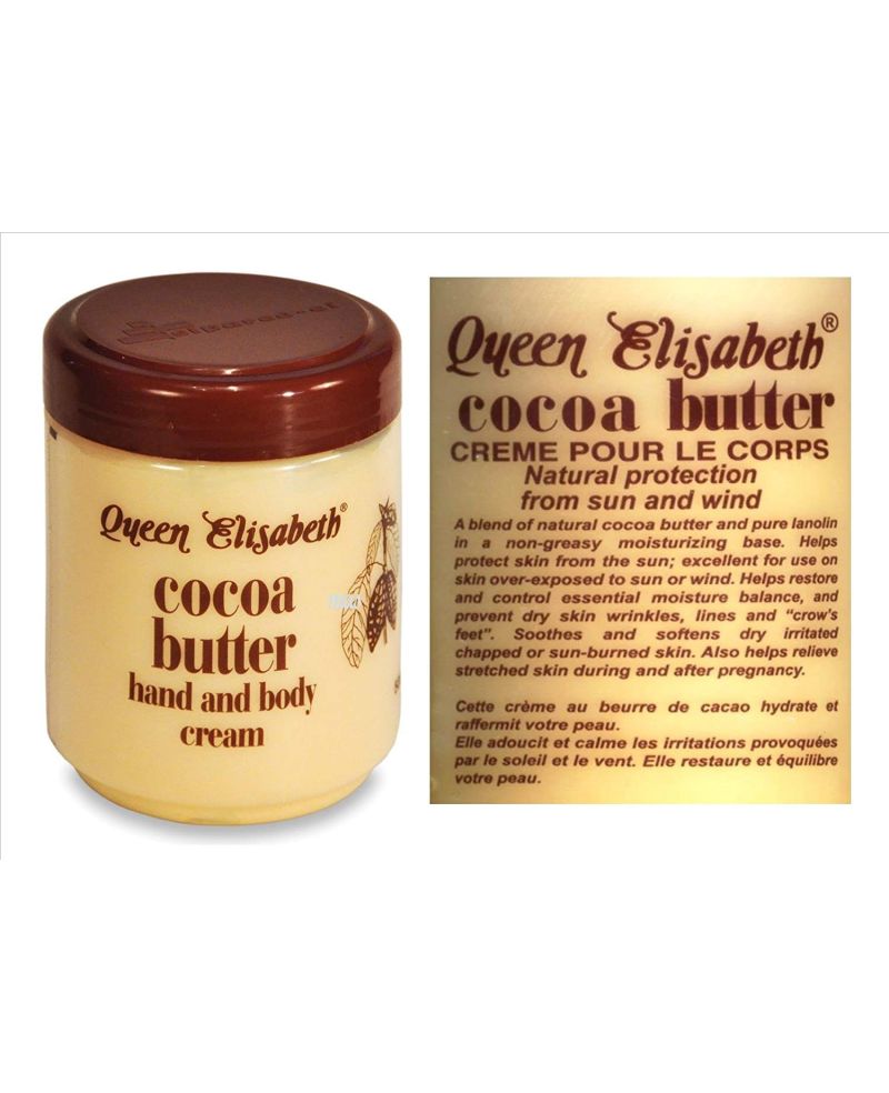 Queen Elisabeth cocoa butter hand and body cream 500ml jar with brown lid