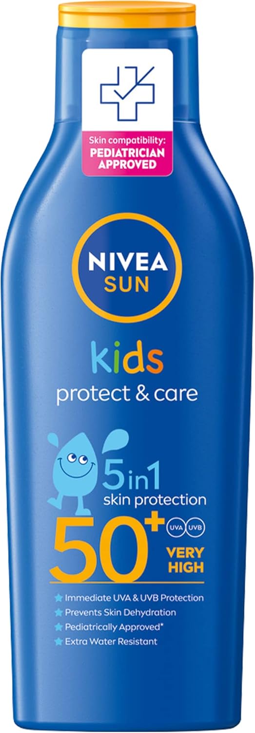 NIVEA SUN Kids Protect & Care Lotion SPF 50+, 200ml blue bottle