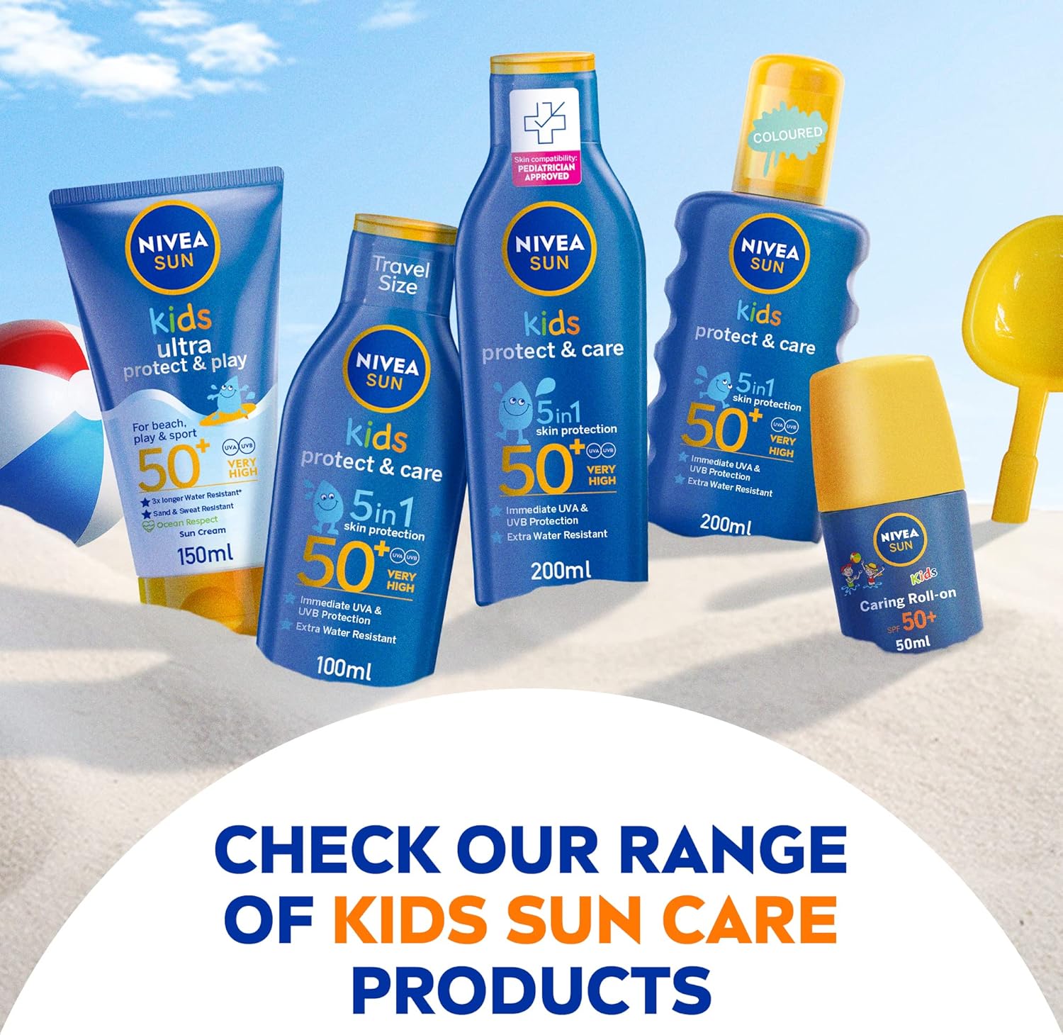NIVEA SUN Kids Protect and Care Lotion SPF 50+ blue bottle 200ml