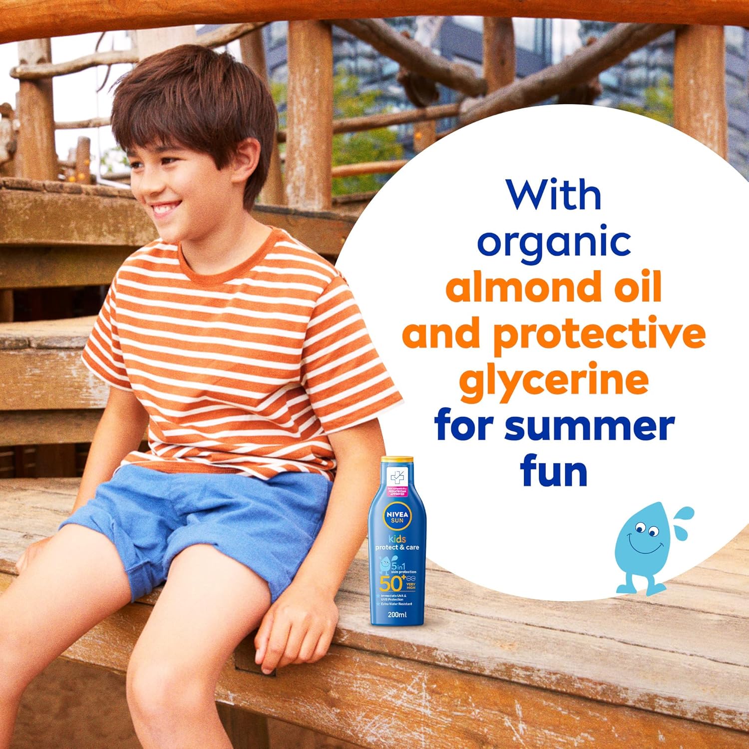 NIVEA SUN Kids Protect & Care Lotion SPF 50+ 200ml blue bottle