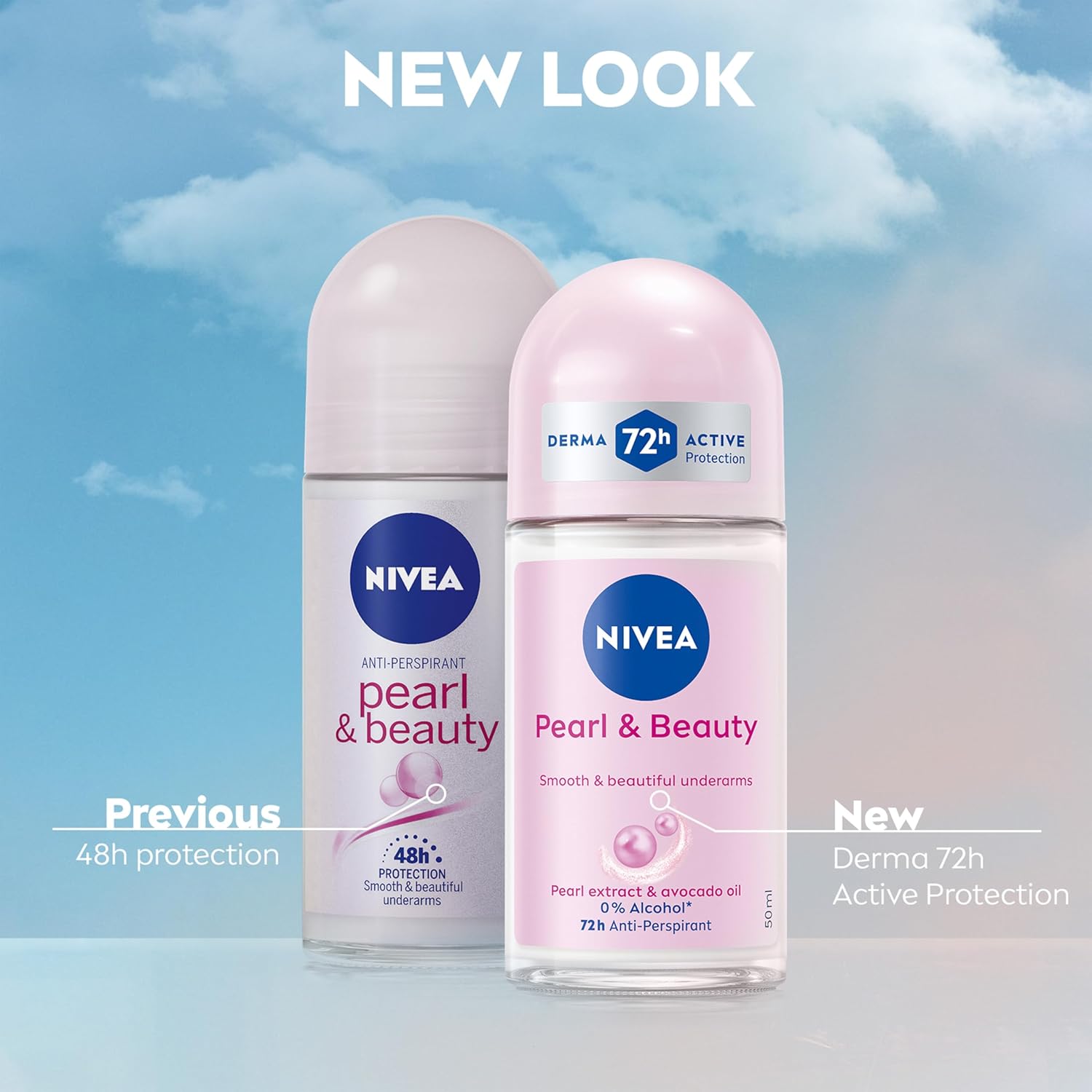 Nivea Pearl & Beauty anti-perspirant roll-on deodorant 50ml pink bottle