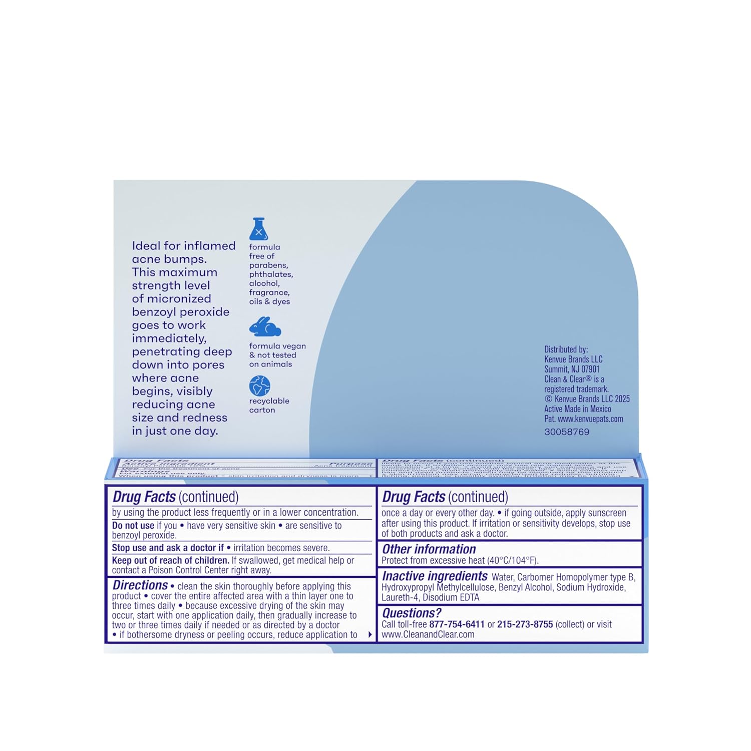 Clean & Clear Persa-Gel 10 oil-free acne spot treatment cream 1 fl oz box