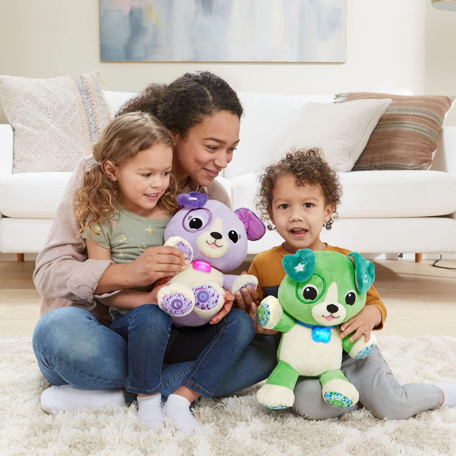 LeapFrog My Pal Scout green and purple interactive plush toys with buttons