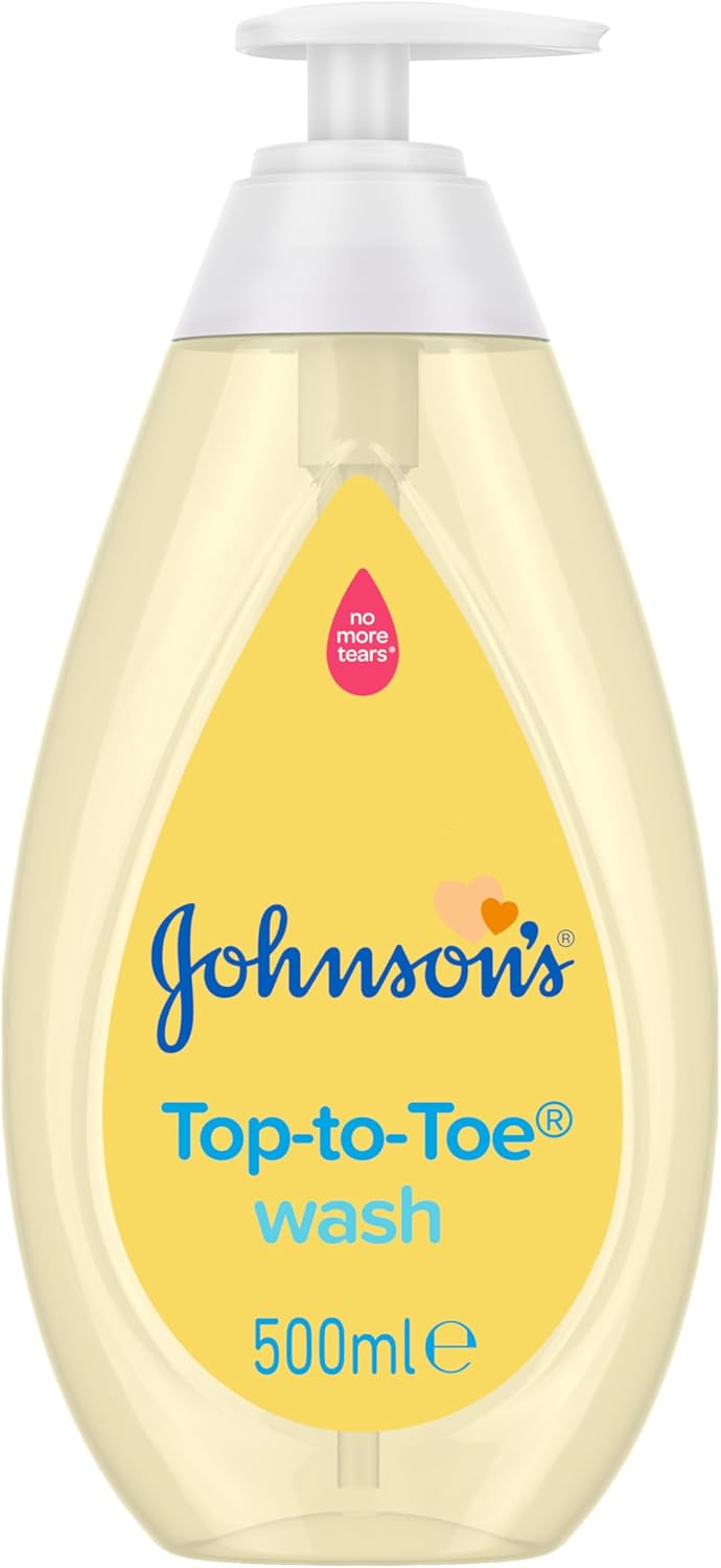Johnson's Baby Top-to-Toe Wash 500ml pump bottle pale yellow liquid