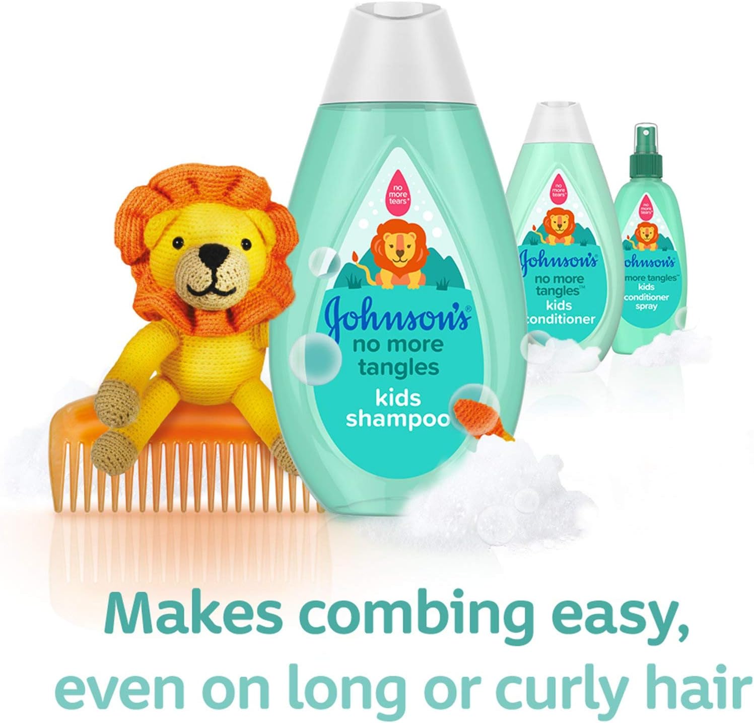 Johnson's No More Tangles Kids Shampoo 300mL turquoise bottle
