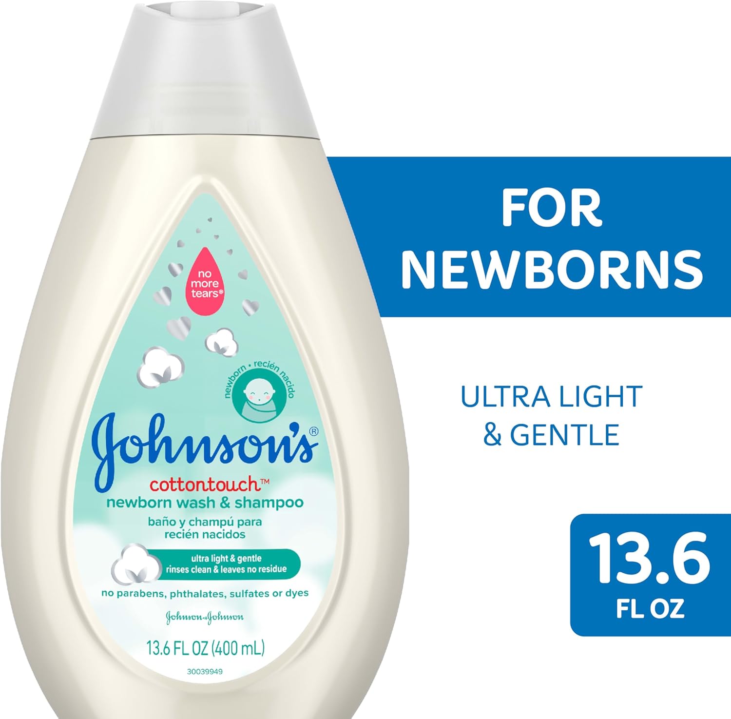 Johnson's Baby CottonTouch Newborn Wash & Shampoo 400ml bottle white