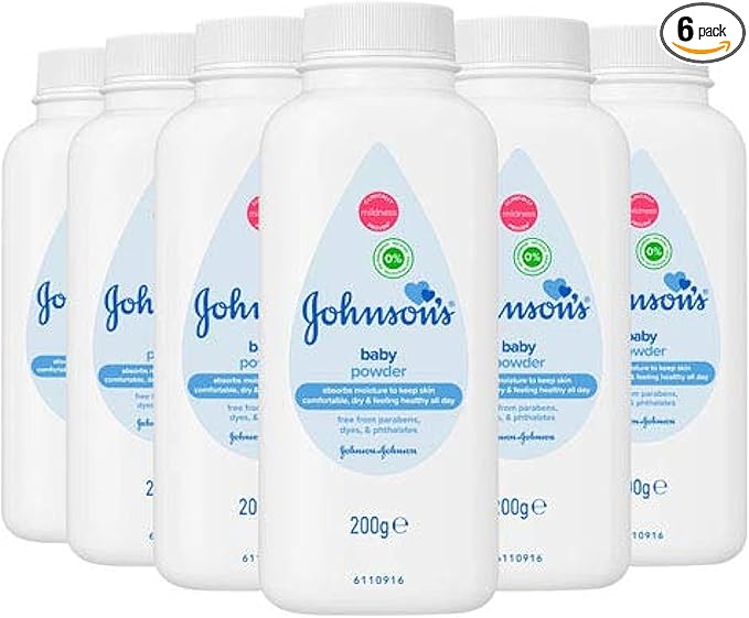 Johnson's Baby Powder 200g white bottle six pack