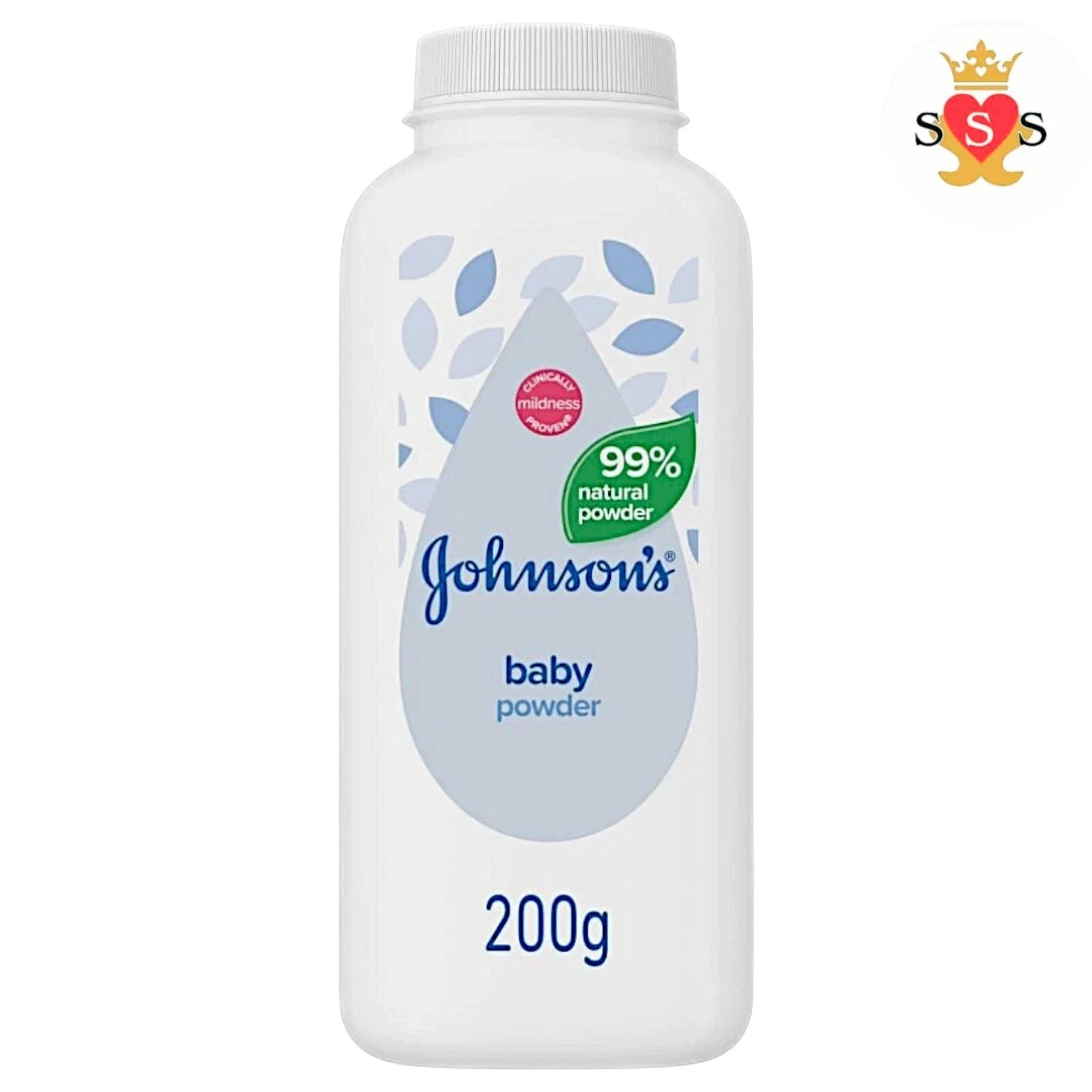 Johnson's Baby Powder 200g white bottle with natural powder formula
