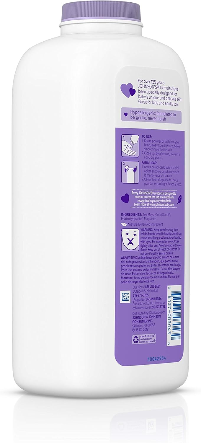 Johnson's Baby Powder Calming Lavender Chamomile 623g with purple cap