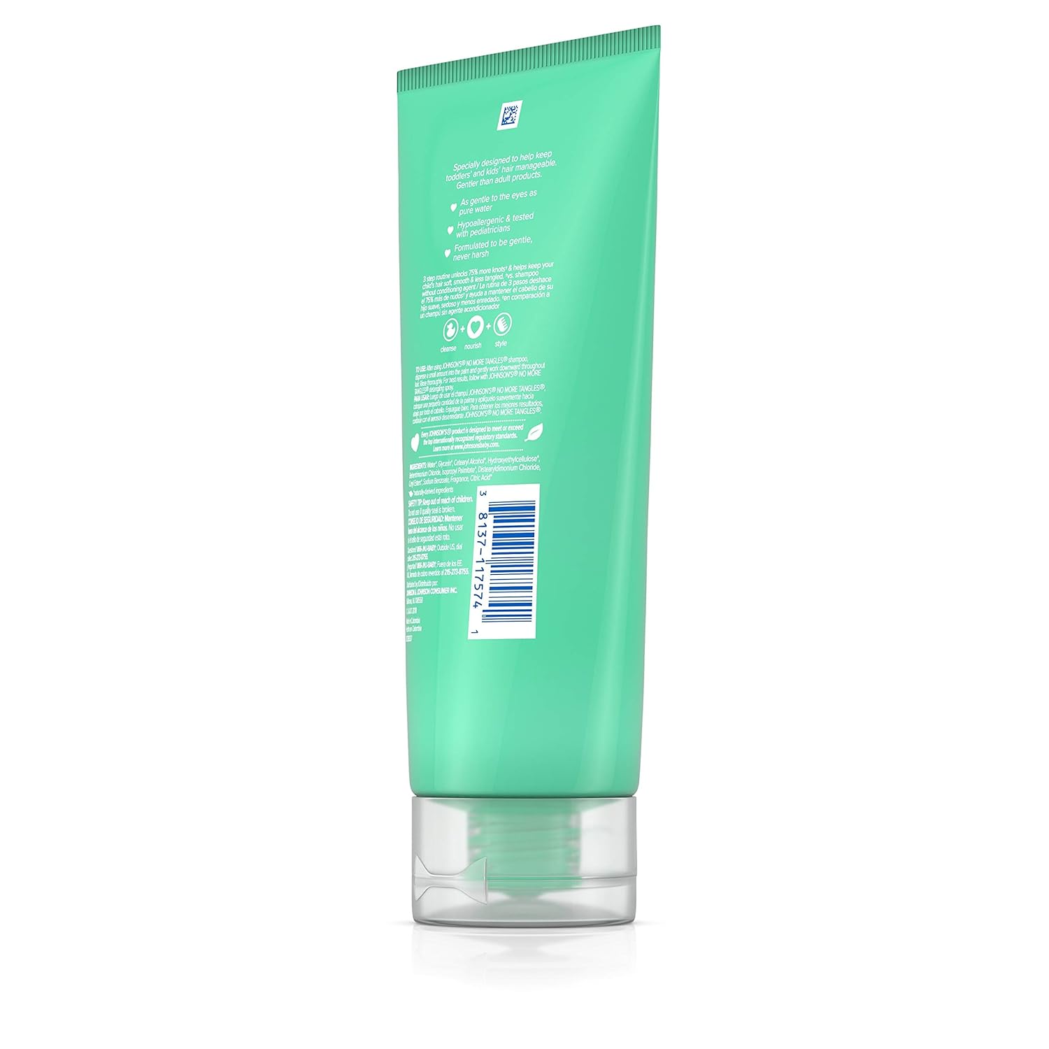 Johnson's No More Tangles Kids detangling conditioner 200ml mint green bottle