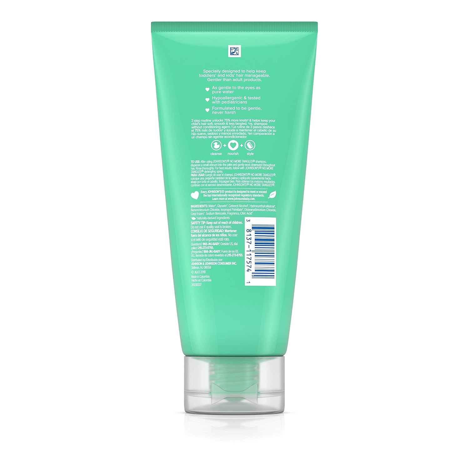 Johnson's No More Tangles Kids detangling conditioner, 200 ml green tube