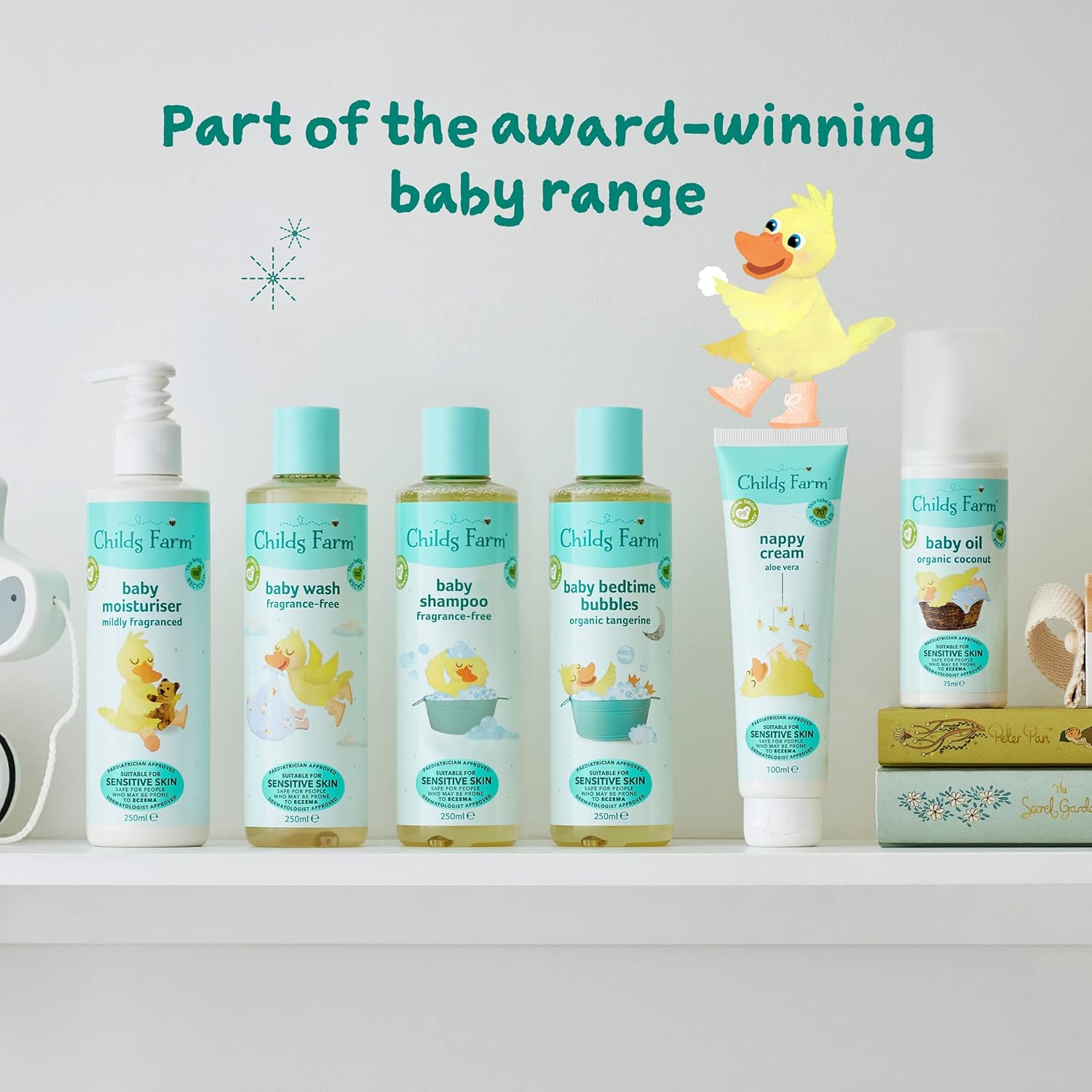 Childs Farm unfragranced baby shampoo 250ml with turquoise cap