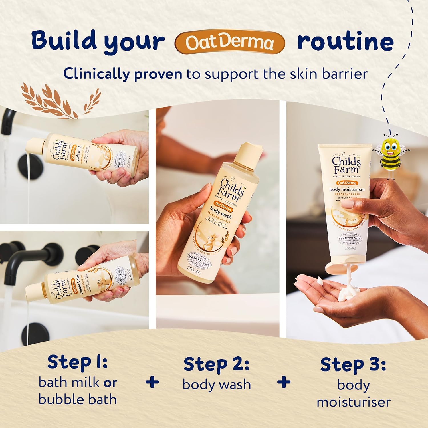 Child's Farm OatDerma body moisturiser 200ml fragrance free bottle