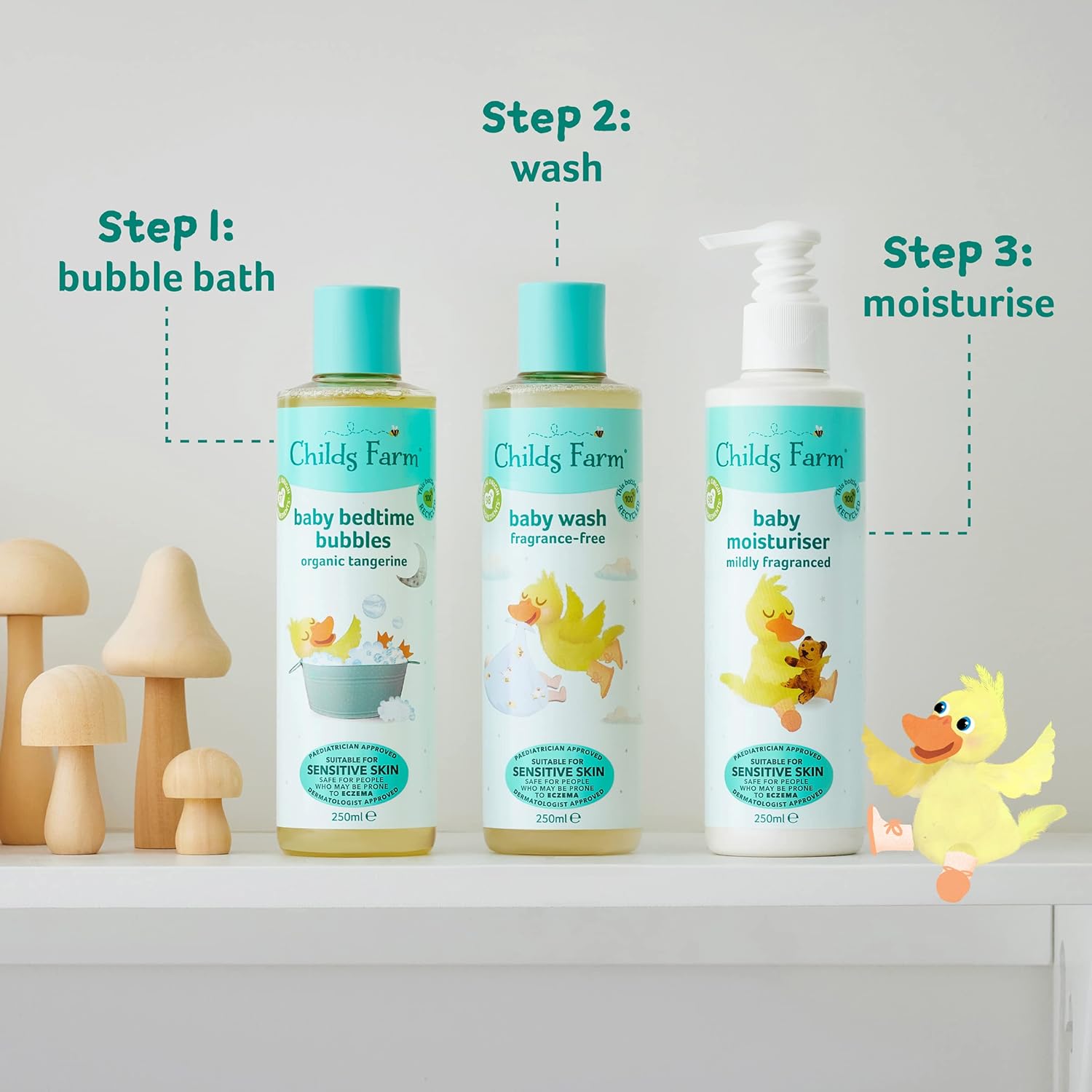 Childs Farm Baby Bedtime Bubbles organic tangerine 250ml bottle with turquoise cap