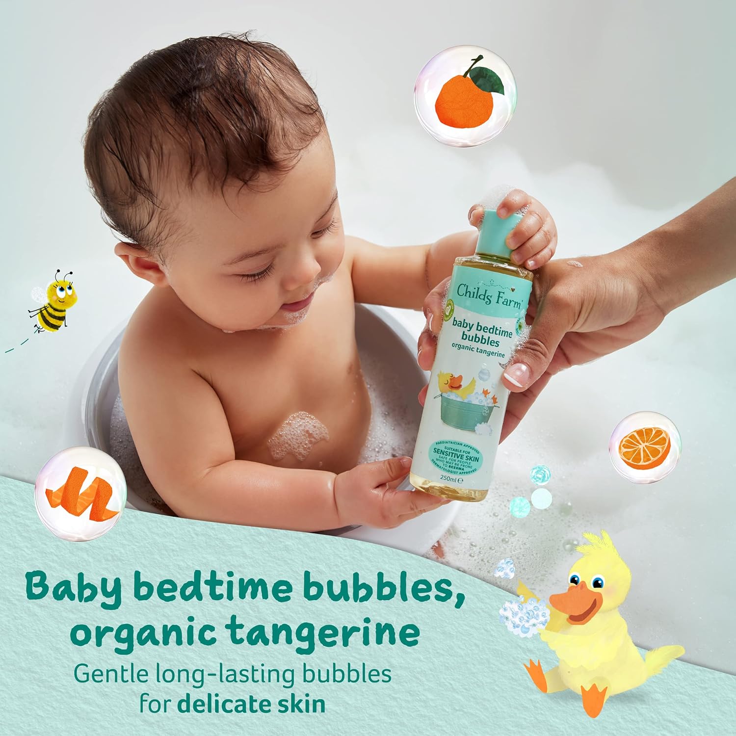 Childs Farm Baby Bedtime Bubbles organic tangerine 250ml bottle