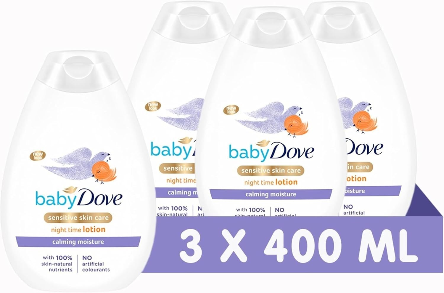 Baby Dove Night Time Lotion 400ml calming moisture sensitive skin care pack of three