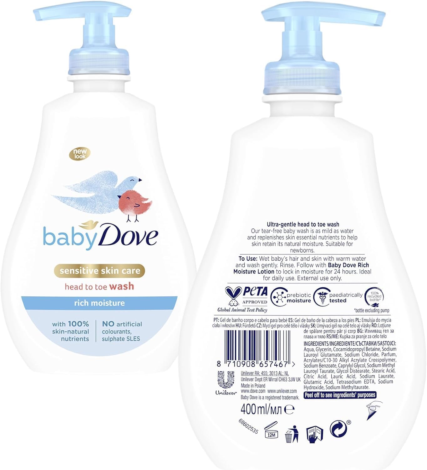 Baby Dove Calming Nights Head To Toe Wash 400ml pump bottle