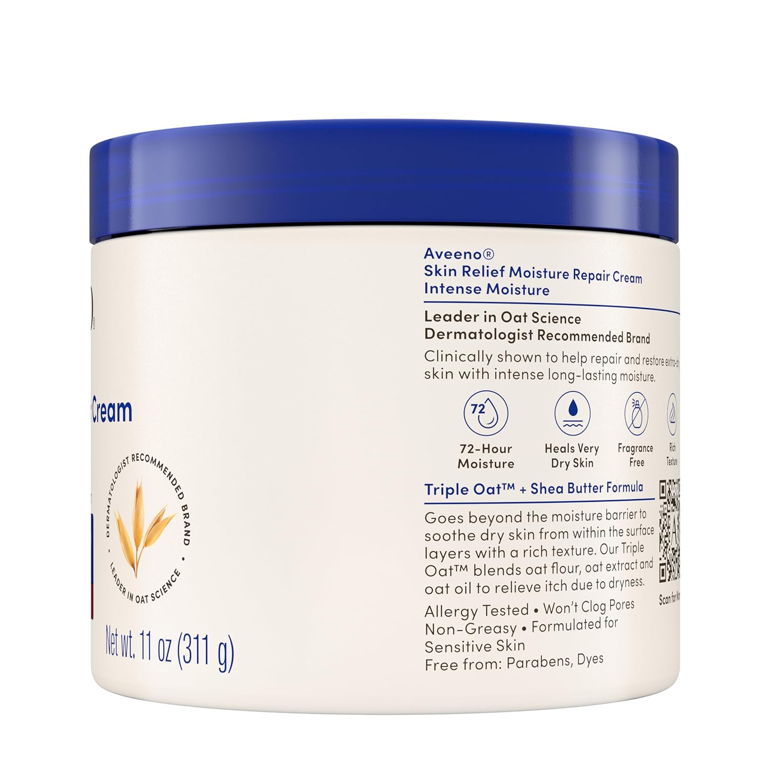 Aveeno Skin Relief Moisture Repair Cream 311g with blue lid