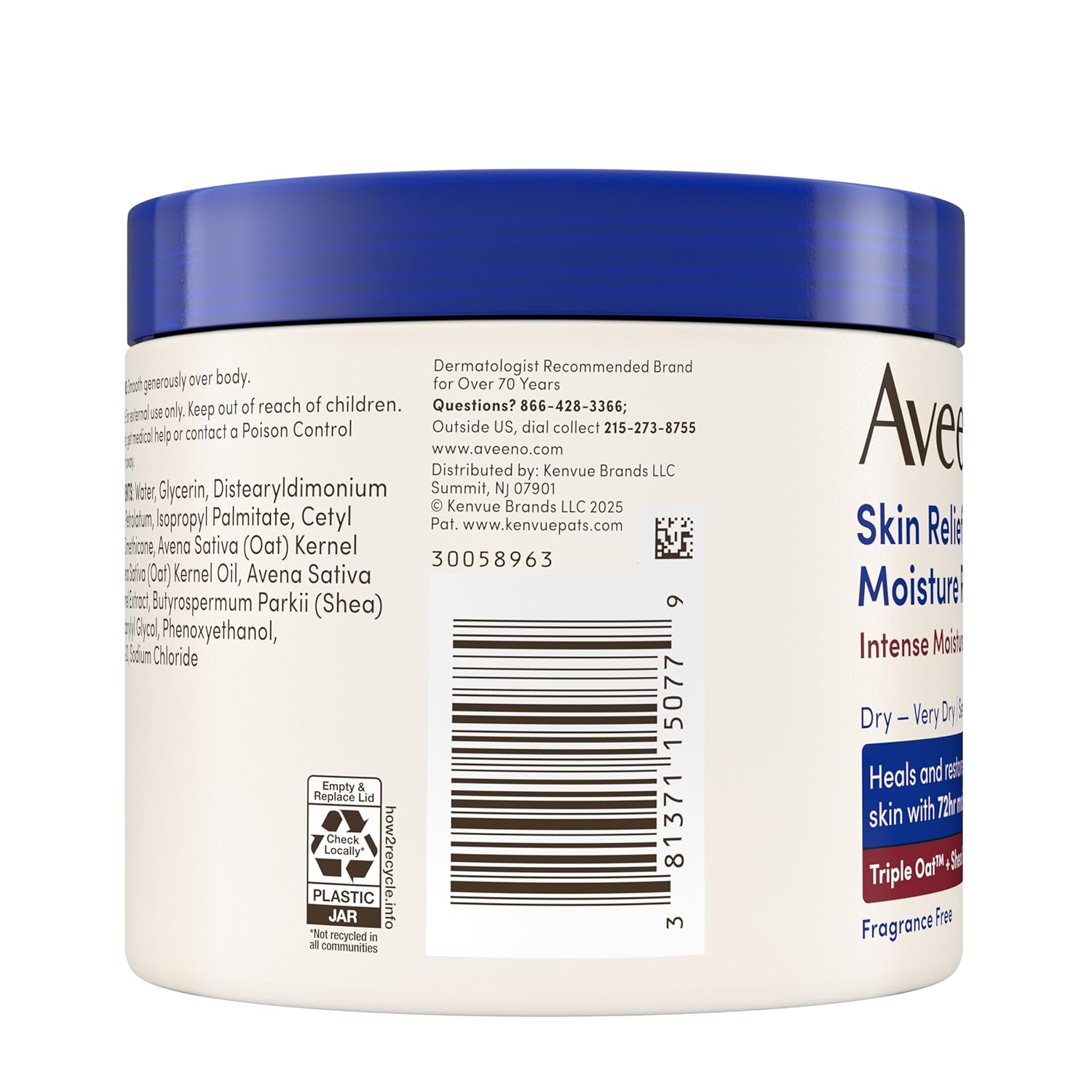Aveeno Skin Relief Moisture Repair Cream 311g jar with blue lid