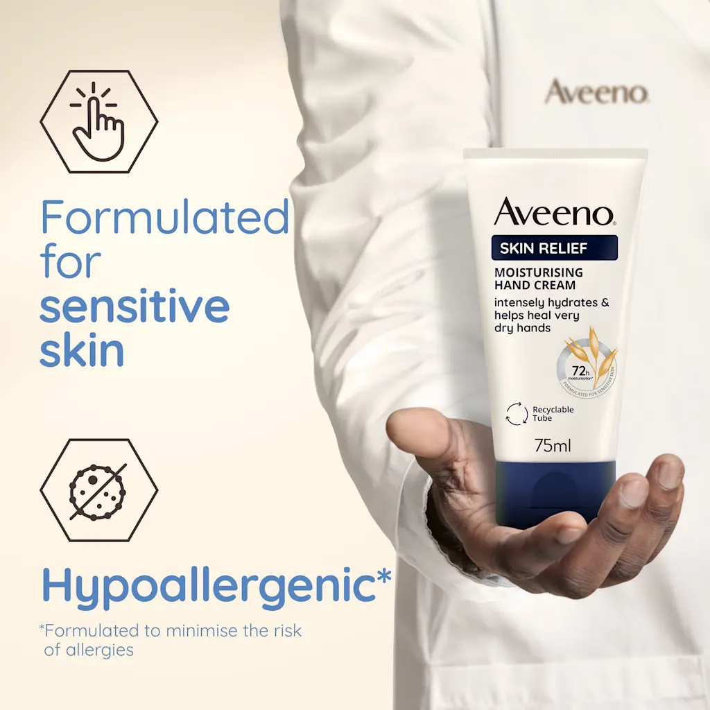 Aveeno Skin Relief Moisturising Hand Cream 75ml white tube