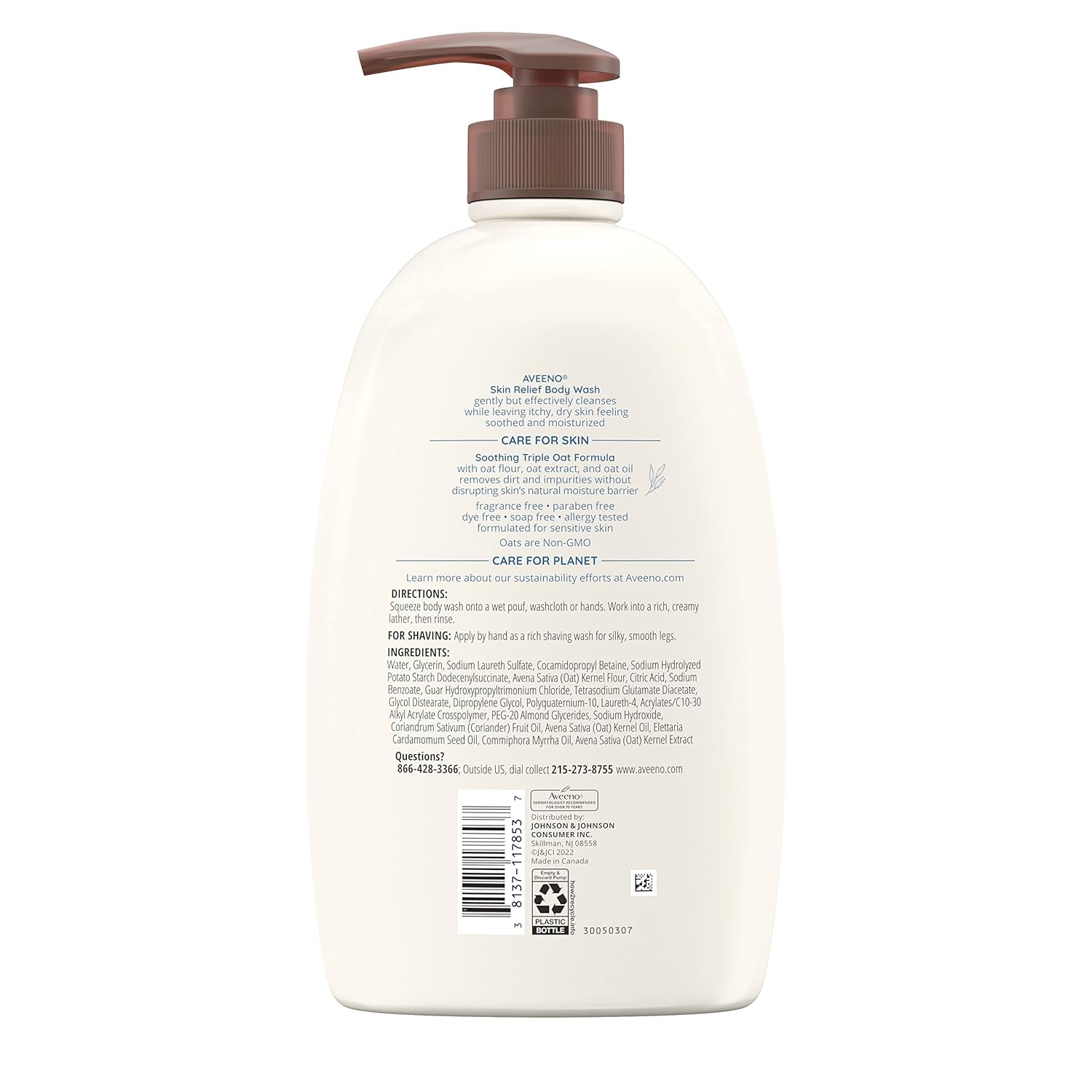 Aveeno Skin Relief Body Wash 975ml pump bottle cream coloured