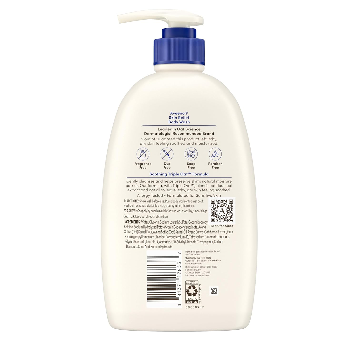 Aveeno Skin Relief Body Wash 975ml pump bottle cream coloured