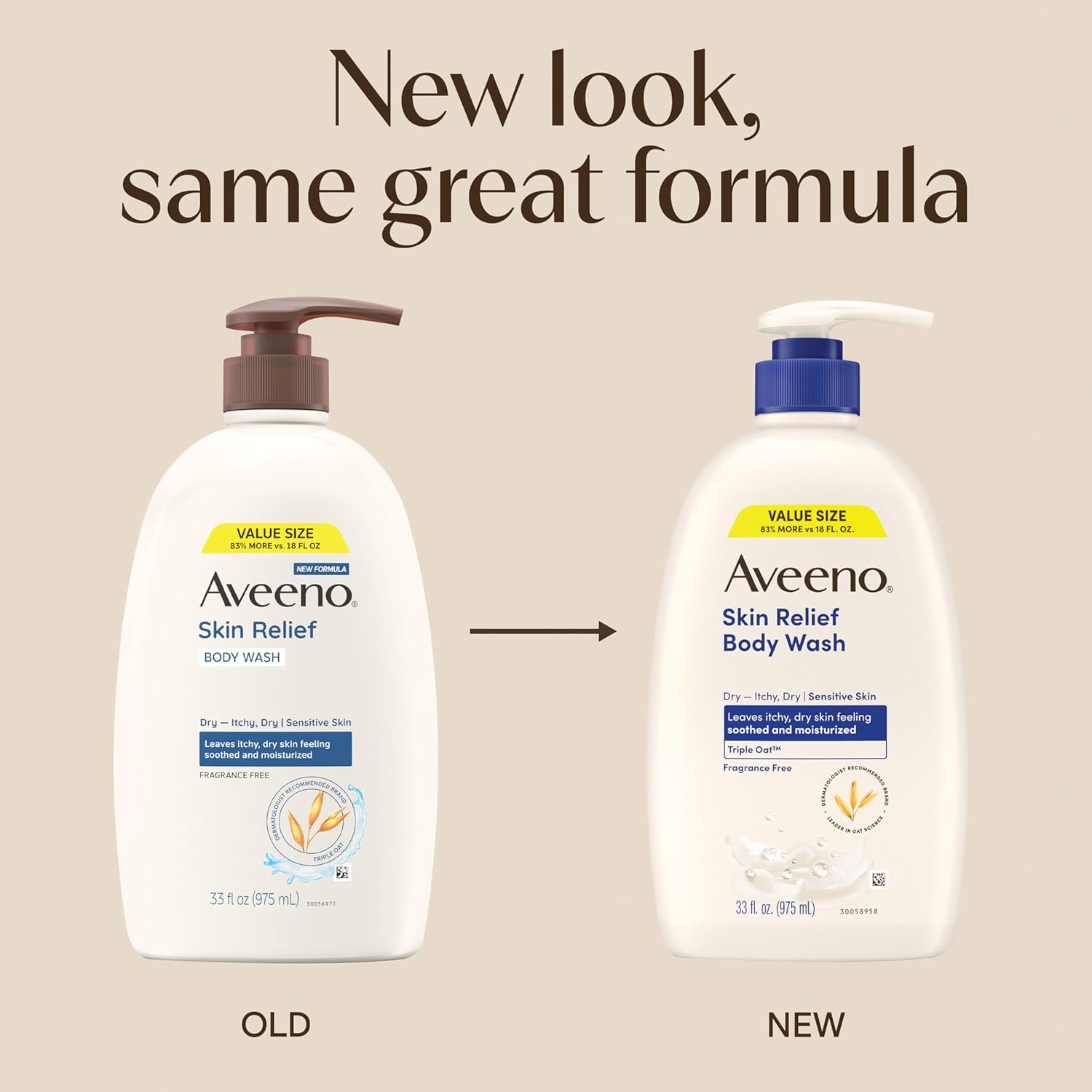Aveeno Skin Relief Body Wash 975ml pump bottle fragrance free