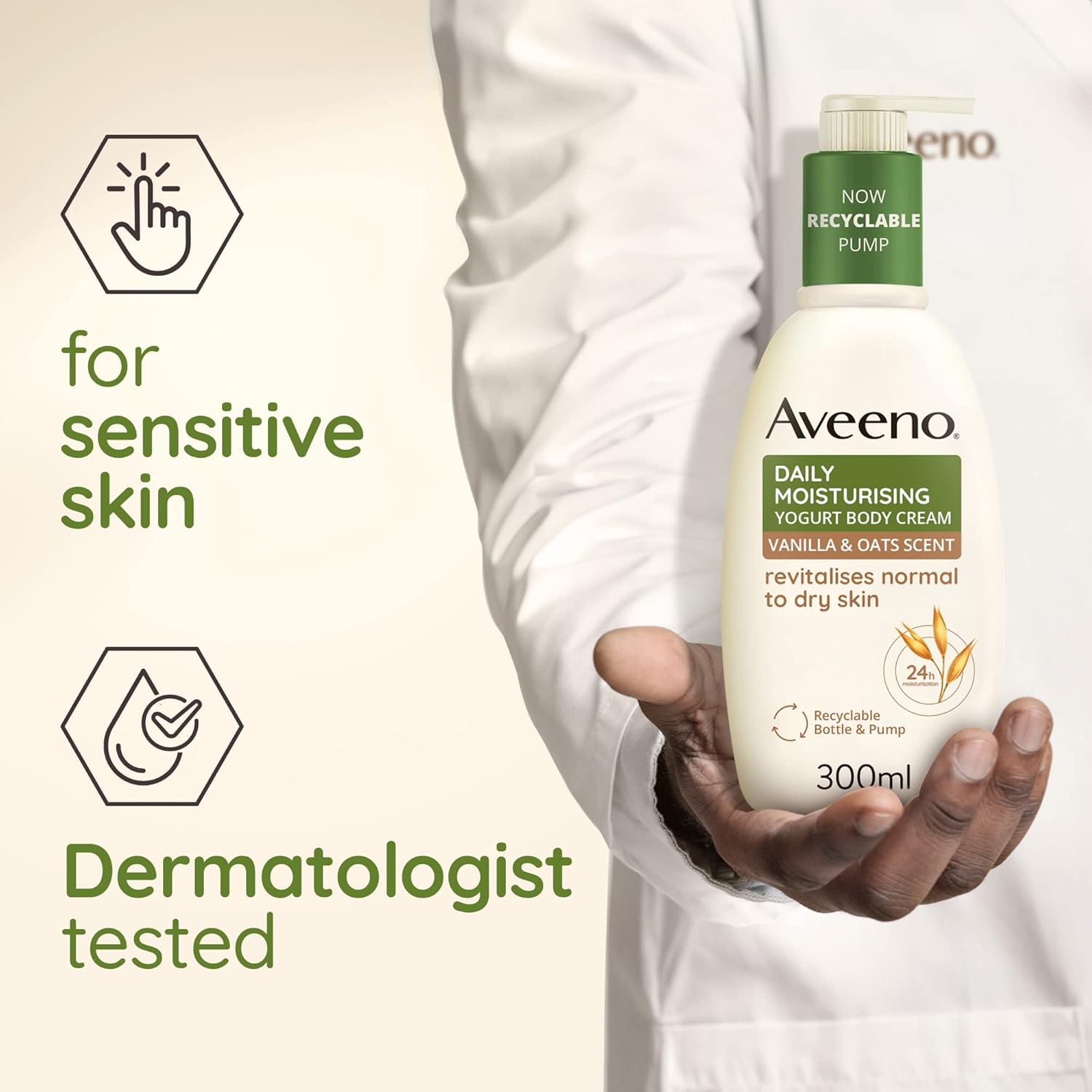 Aveeno Daily Moisturising Yogurt Body Cream 300ml vanilla and oats scent