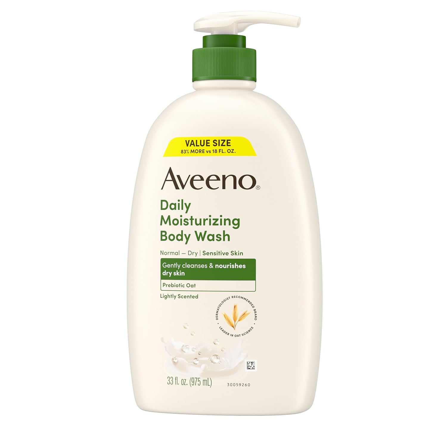 Aveeno Daily Moisturizing Body Wash 975ml pump bottle with green cap