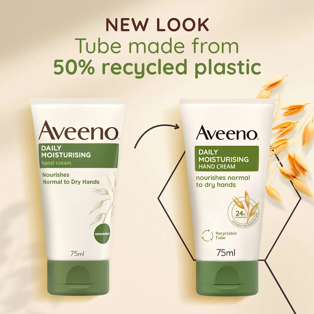 Aveeno Daily Moisturising Hand Cream 75ml tube with green and white packaging