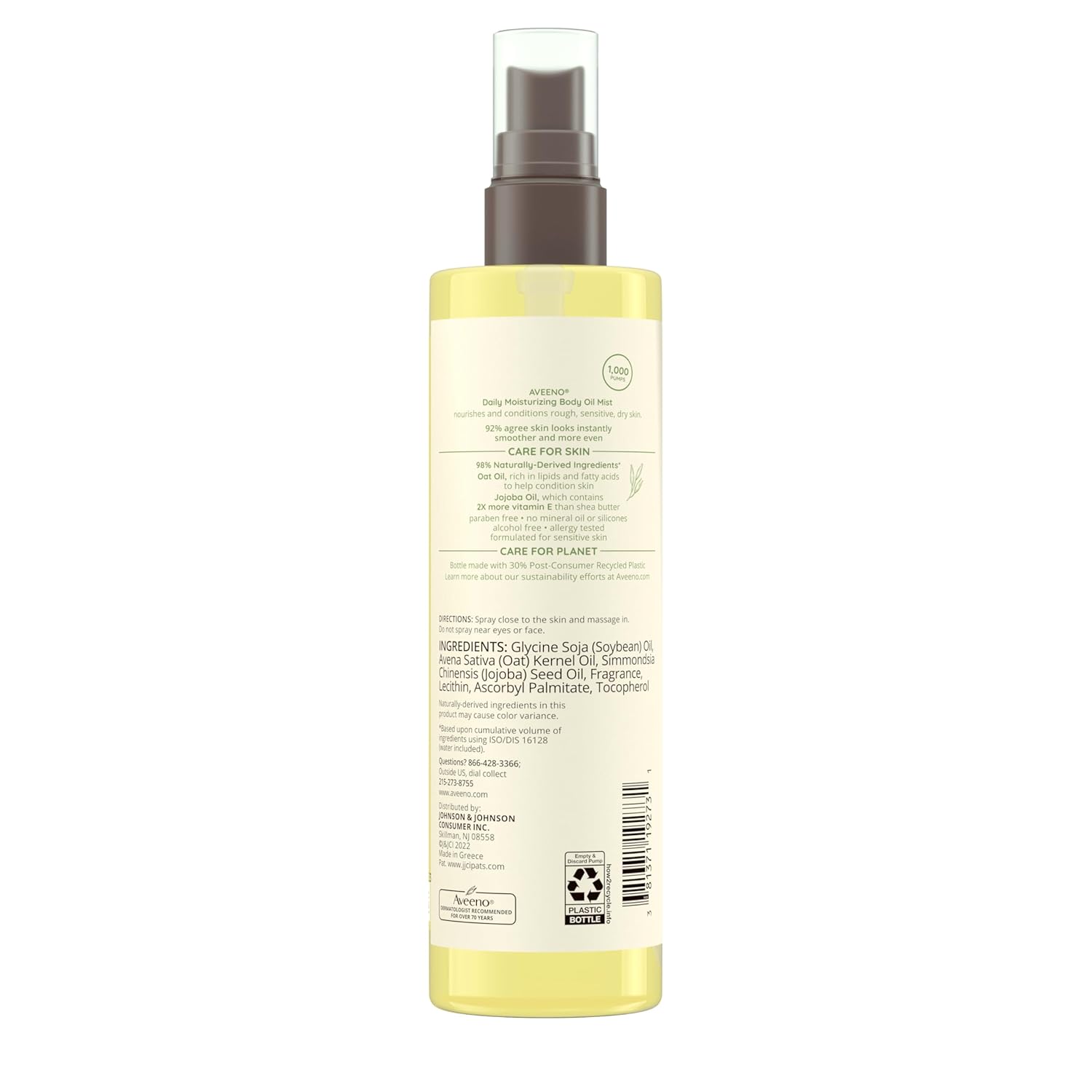 Aveeno Daily Moisturising Oil Mist with Oat Oil Jojoba 200ml spray bottle