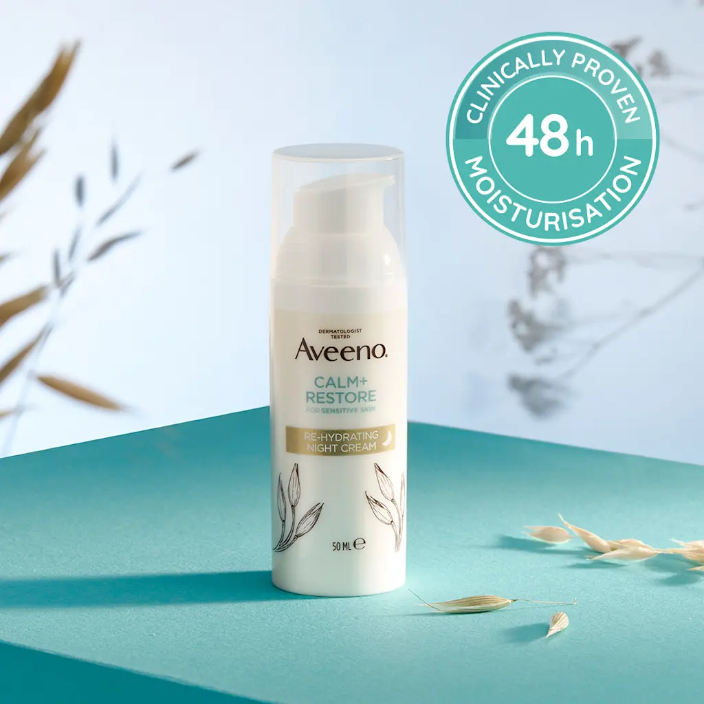 Aveeno Calm Restore Re-Hydrating Night Cream 50ml white bottle