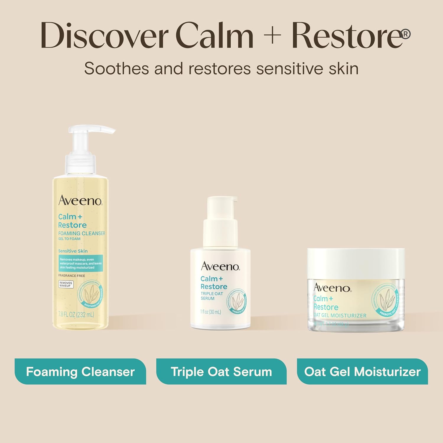 Aveeno Calm Restore Oat Gel Moisturiser 48g jar for sensitive skin