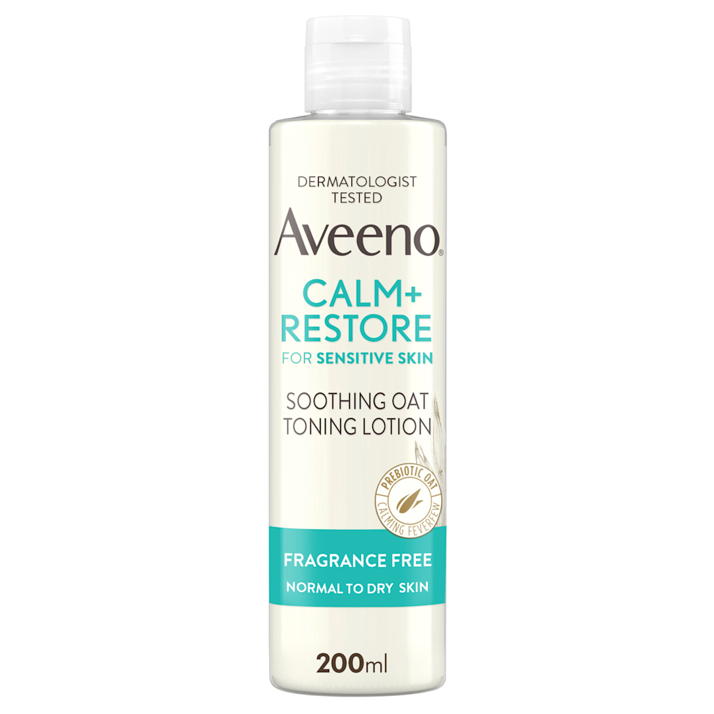 Aveeno Calm and Restore soothing oat toning lotion 200ml bottle for sensitive skin