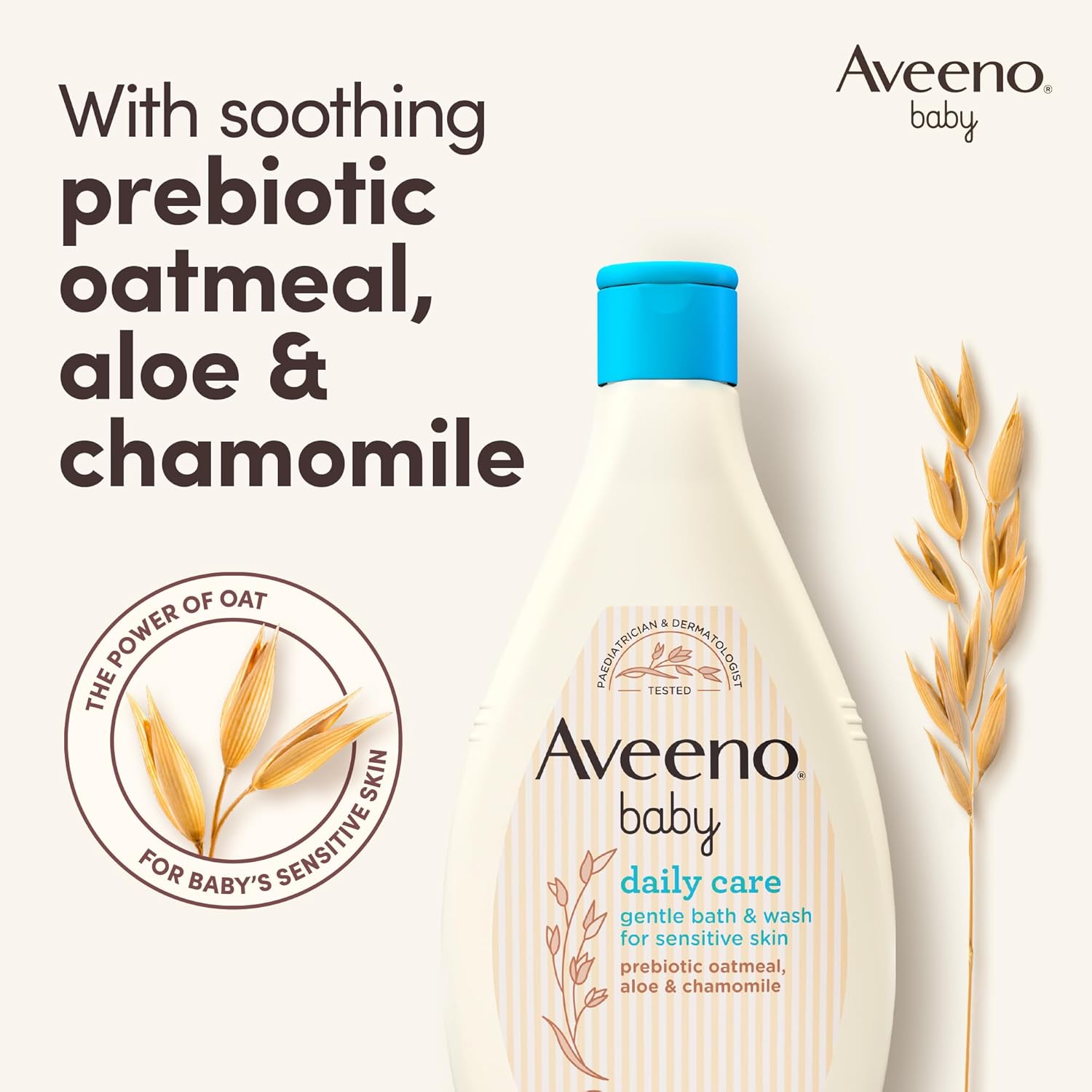 Aveeno Baby Daily Care Gentle Bath and Wash 400ml bottle with blue cap